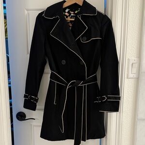 GAP Black Trench Coat with Beige Piping